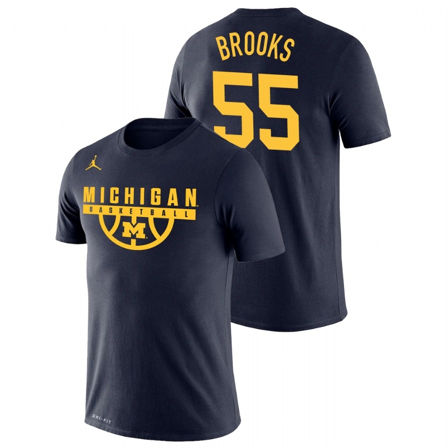 Michigan Wolverines Men's NCAA Eli Brooks #55 Navy Drop Legend College Basketball T-Shirt FTT5549KG